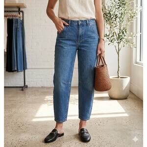 Banana Republic Mid Rise Barrel Jeans 28/6 Blue Cropped Ankle Denim